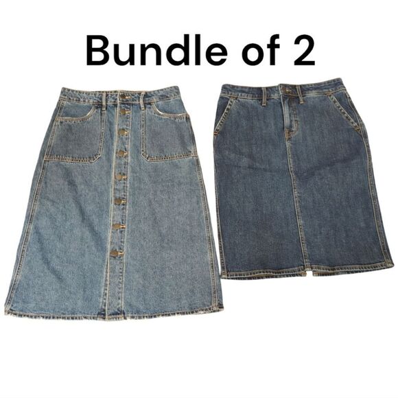 Set of two High waisted midi jean skirts size 2 Nwot - Picture 3 of 14